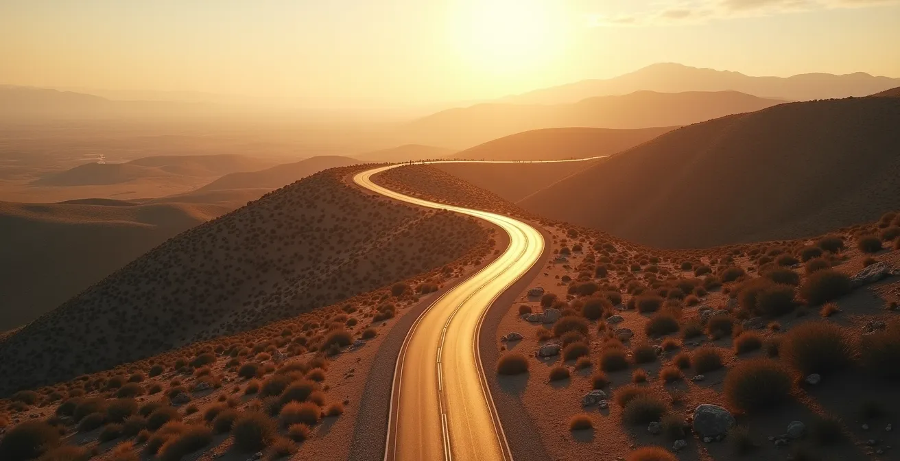 Abstract landscape representing the S-curve of business growth phases