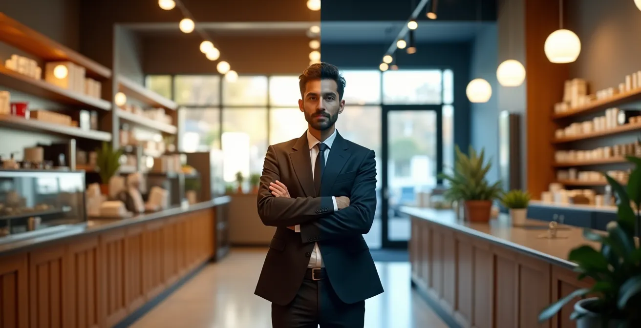 Split composition showing same operator managing different franchise concepts