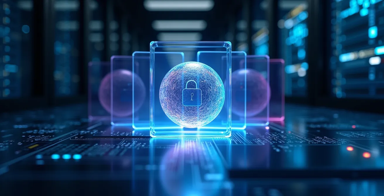 Abstract visualization of secure digital document protection layers