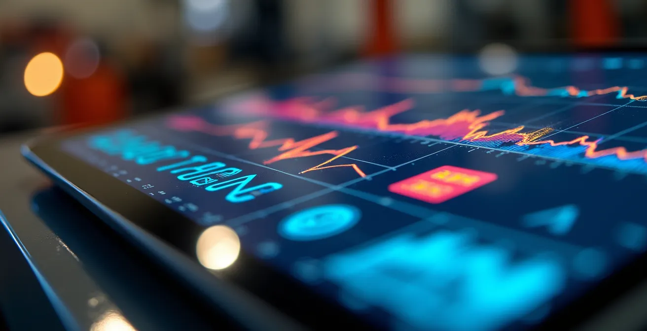 Close-up macro shot of vehicle diagnostic equipment showing maintenance data patterns