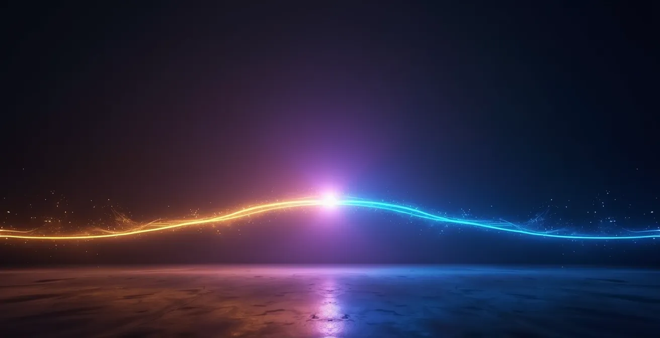 Abstract visualization of TV and digital marketing channels converging